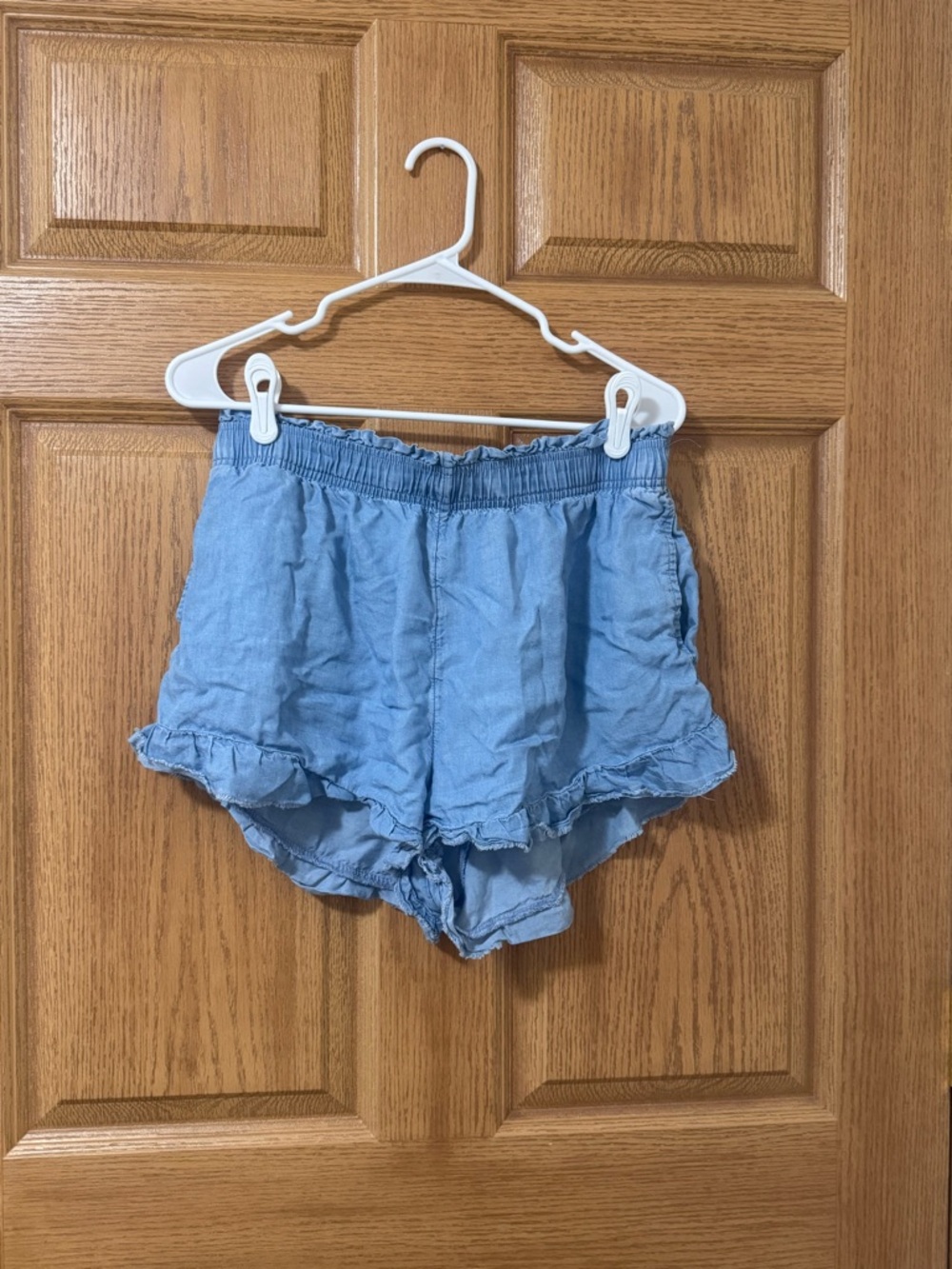 Aerie Light Blue Women's Ruffle Hem Shorts